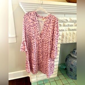 Pink Leopard Print Tiered Babydoll Style Dress. Never Worn